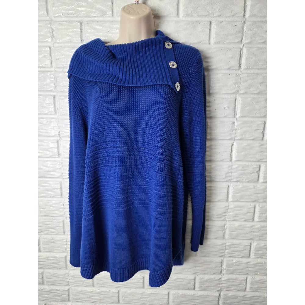 Calvin Klein sweater Tunic Women's Large Blue draped neckline Acrylic NWT